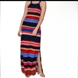 Vibrant Striped Crotchet Maxi Dress